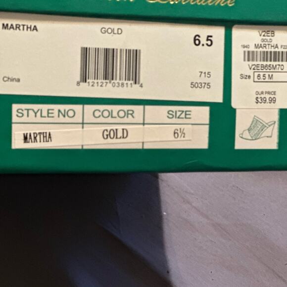 LAUREN LORRAINE NEW in BOX MARTHA GOLD MESH WEDGE MULE RHINESTONED SIZE 6 1/2 M - Picture 8 of 9